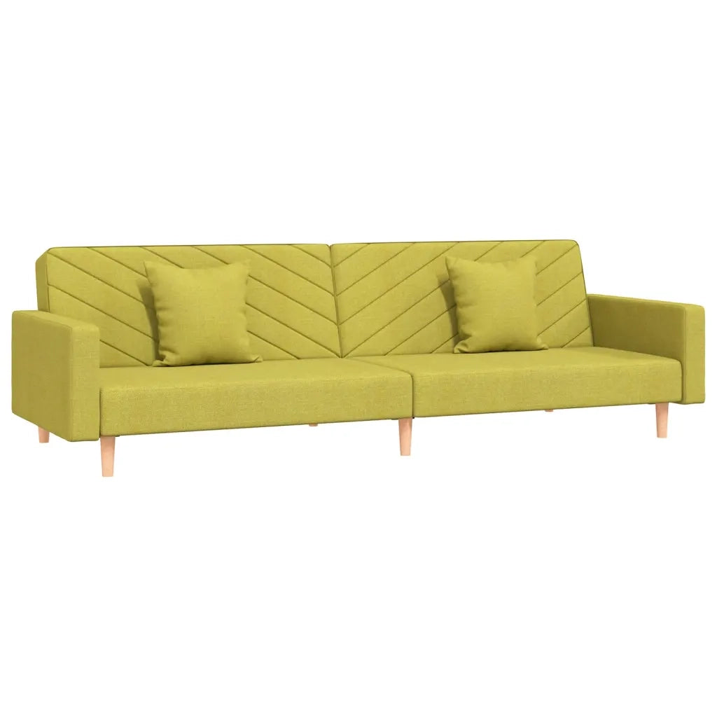 Divano Letto a 2 Posti con 2 Cuscini Verde in Tessuto 375905