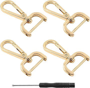Set di 4 clip metalliche girevoli con pinza granchio e 1 piccola chiave a serramanico - dorato