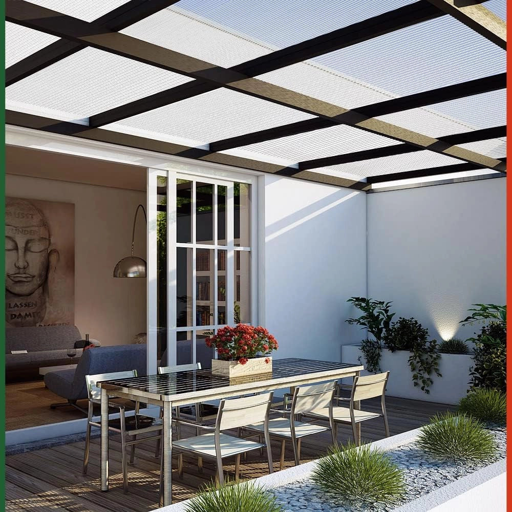 ® 14x Fogli Policarbonato Lastre Alveolari 4mm 121x60,5cm 10,3m² Pannelli Plastica Trasparenti Lastra Alveolare Pannello Copertura Tettoia