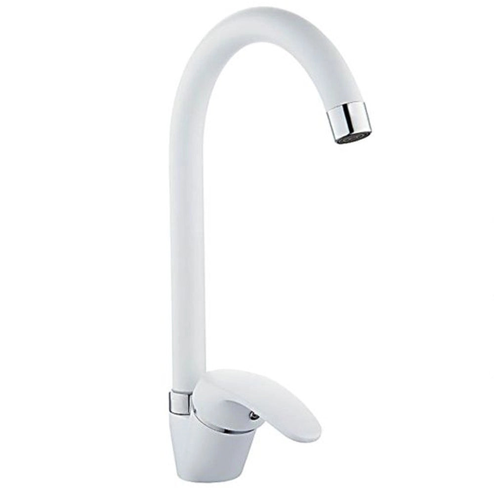 Trade Shop - Miscelatore Canna Alta Bianco  52942 Doppio Foro Monocomando Rubinetteria -