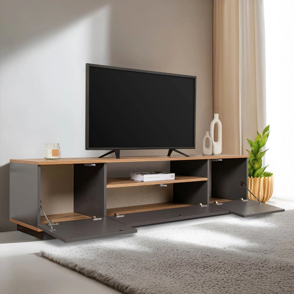 Porta TV in legno "Veramont" - 180 x 44 x 44 cm - Grigio antracite