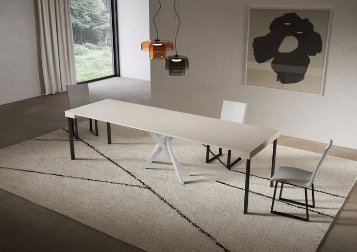 Consolle Allungabile 90-300x40x77 cm Saki Cashmere Gambe Bianche