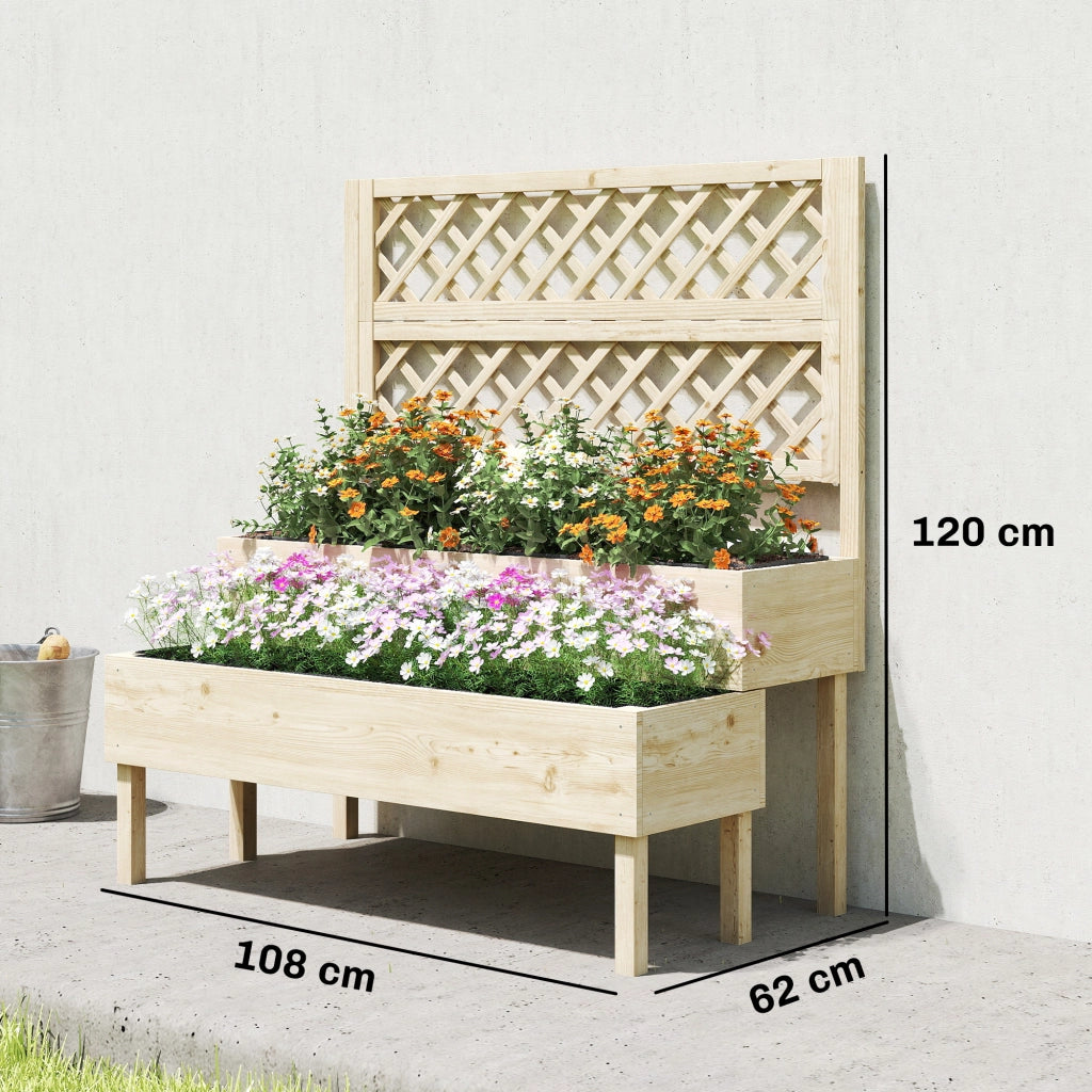 Jardiniere 2 Livelli con Griglia ¨C zephmum ¨C Effetto Legno Naturale 108x62x120 cm