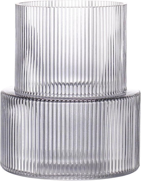 Vaso in vetro nero, vaso ondulato per fiori, vaso per tulipani, vaso ondulato moderno per soggiorno, sala da pranzo, camera da letto, mensola, matrimonio, ufficio, tavolo salotto, compleanno, 19 cm