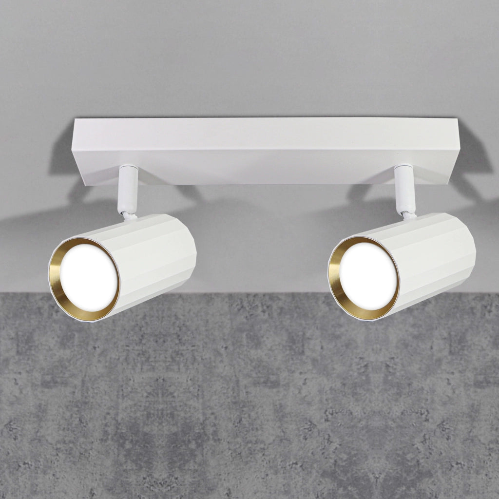 Plafoniera 2 luci orientabili bianco/oro GU10 Nicea Polux
