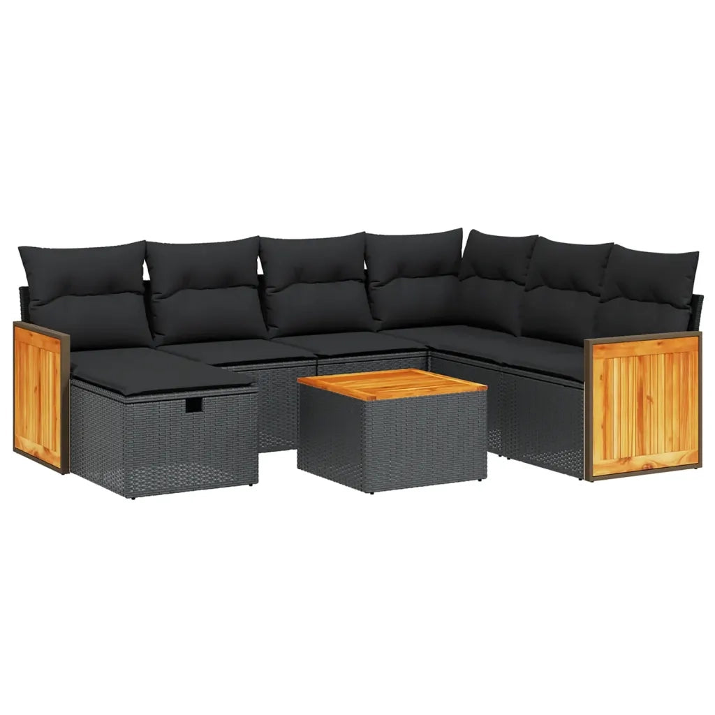 Set Divani da Giardino con Cuscini 8 pz Nero in Polyrattan 3265766