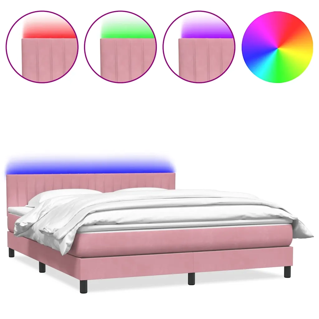 vidaXL Giroletto a Molle con Materasso Rosa 180x210 cm in Velluto