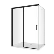 Box Doccia Ad Angolo Con Parete Fissa Laterale e Porta Frontale Con Chiusura Soft Close Ammortizzata H 200 8 MM Telaio Nero Opaco Cm 90 (88-90 ) x 150 (147-150)