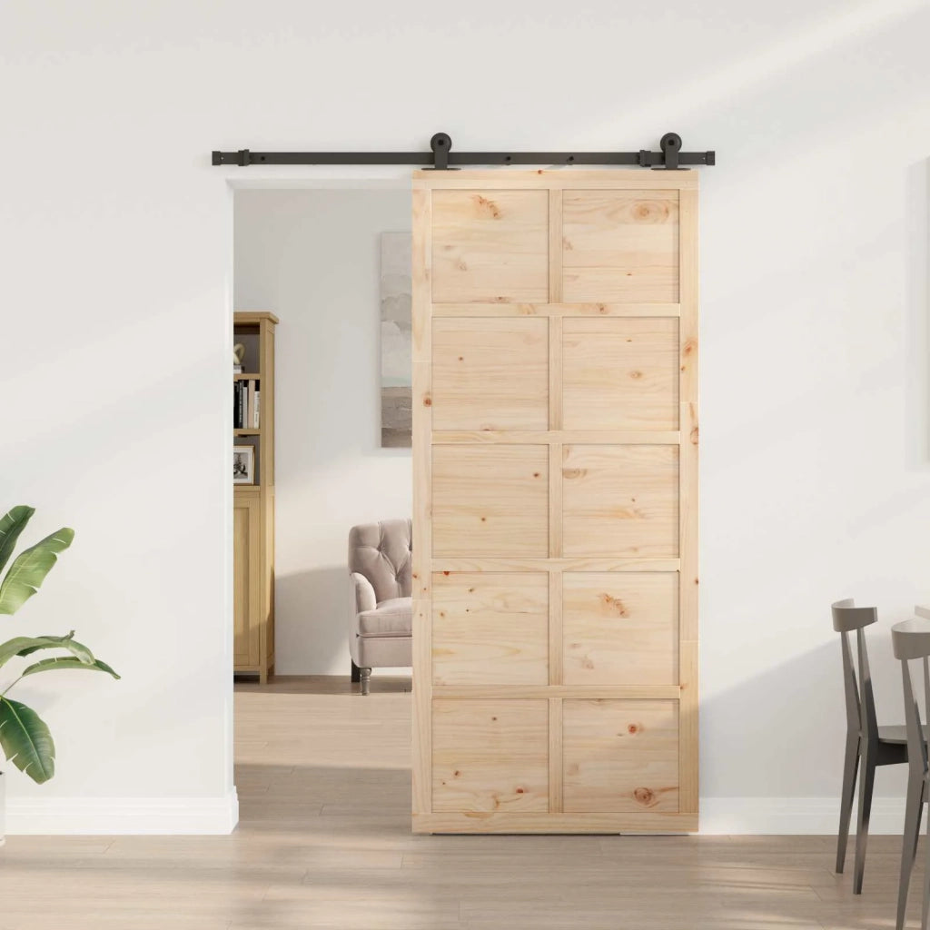 Porta scorrevole Naturale 80 x 208 cm Legno Massello di Pino