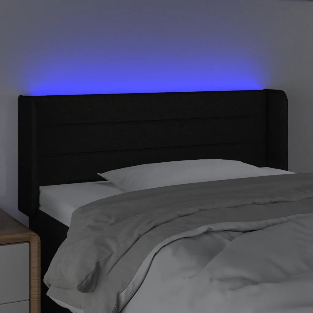 Testiera a LED Nera 103x16x78/88 cm in Tessuto 3123368