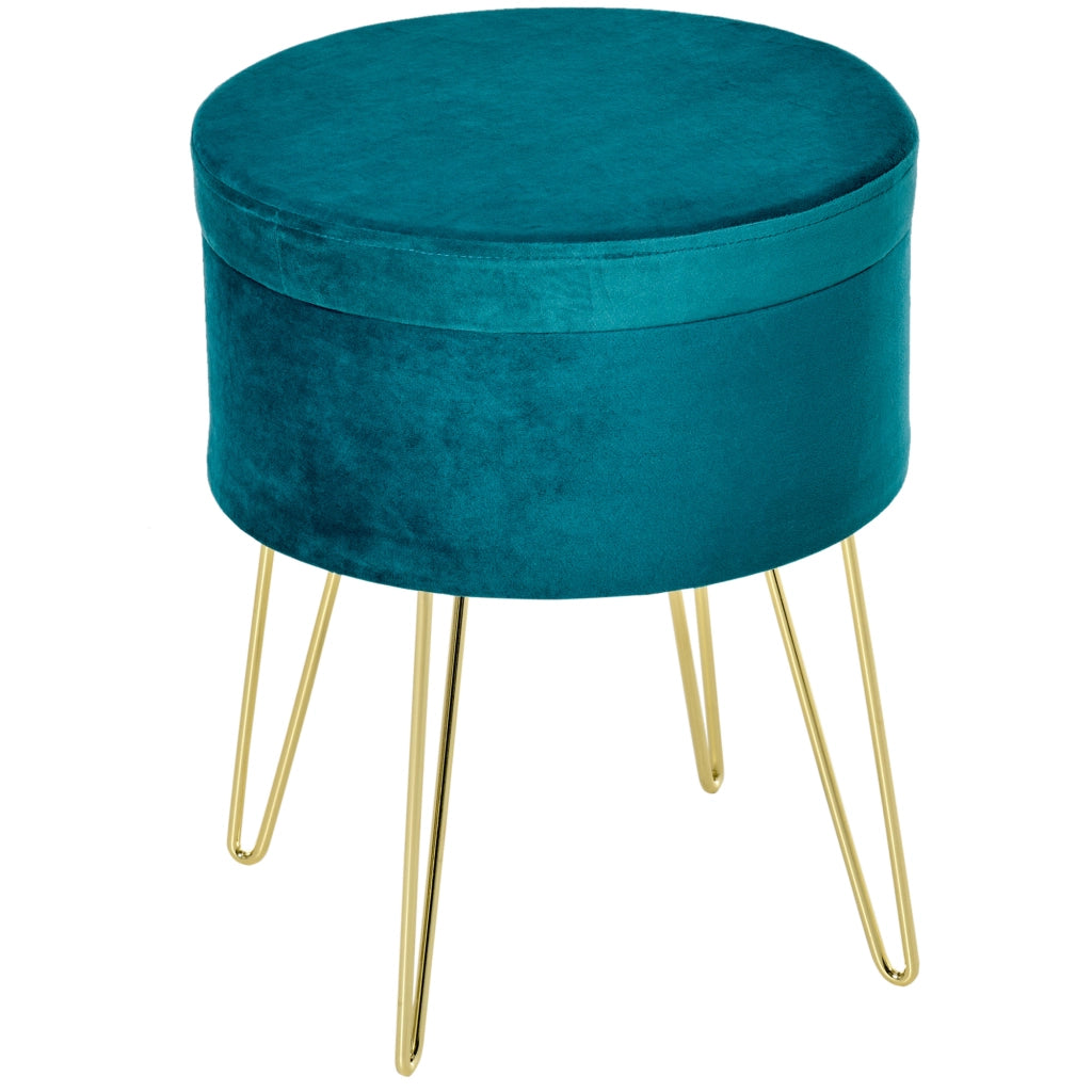 Pouf Tavolino Contenitore in Legno e Velluto Verde ¨C zephmum