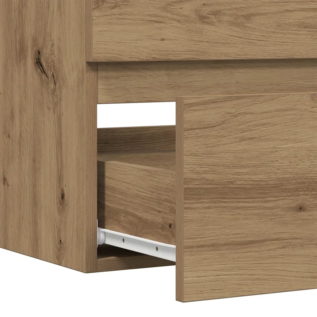 Mobiletto sottolavabo spazioso e pratico 90 x 38 x 45 cm in legno di rovere composito finitura artigianale 02_0050823