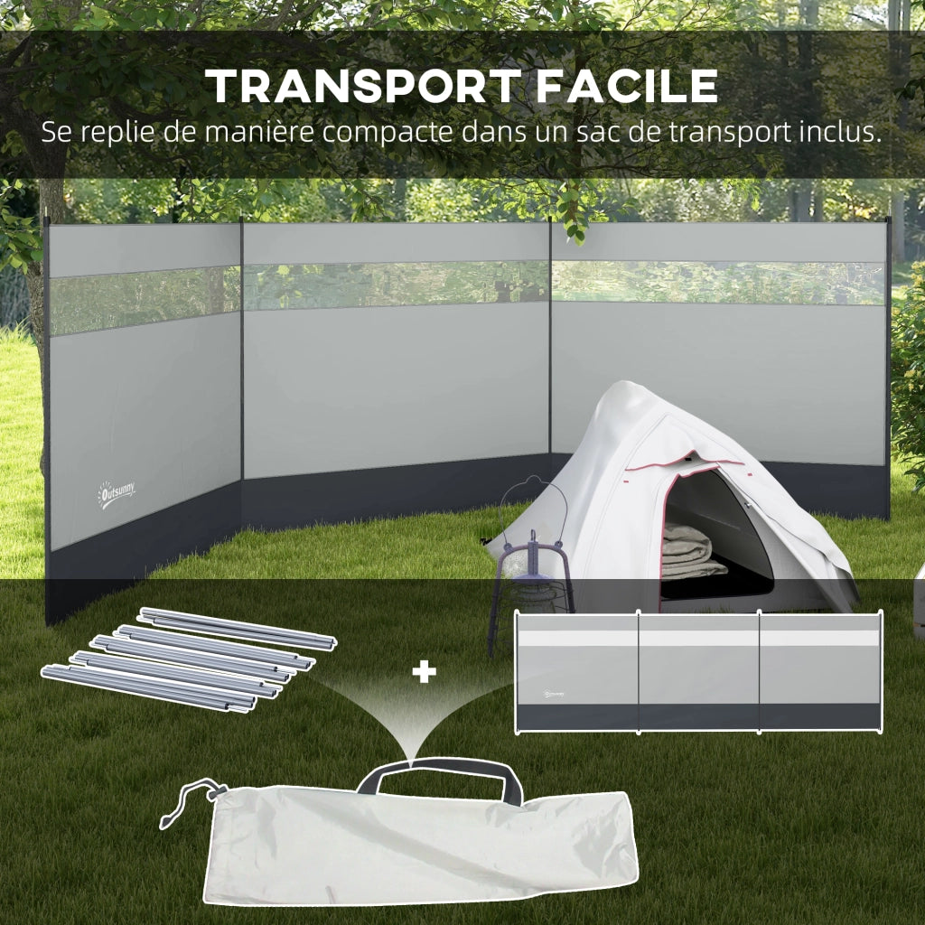 Paravento da giardino pieghevole portatile ¨C zephmum ¨C grigio 440x140 cm
