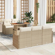 Set Divano da Giardino 6 pcs Beige e Crema polyrattan
