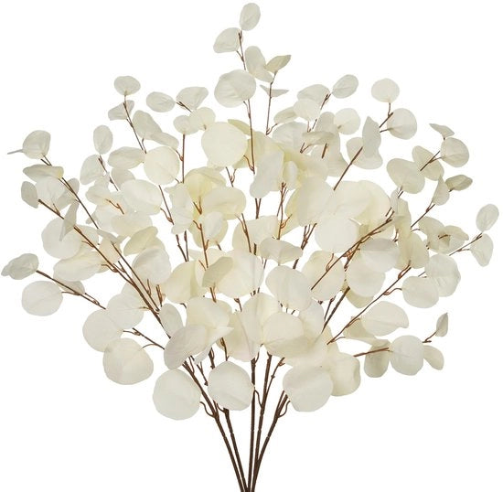 5 pezzi di fusti di eucalipto artificiale 48cm fusti di eucalipto artificiale bianchi steli piantine artificiali per fiori decorazione di casa