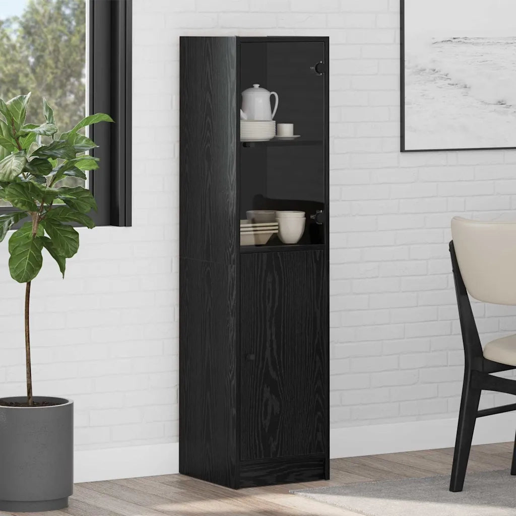 Credenza-Buffet-Armadio da cucina Rovere Nero 35 x 37 x 142 cm Legno multistrato 594218