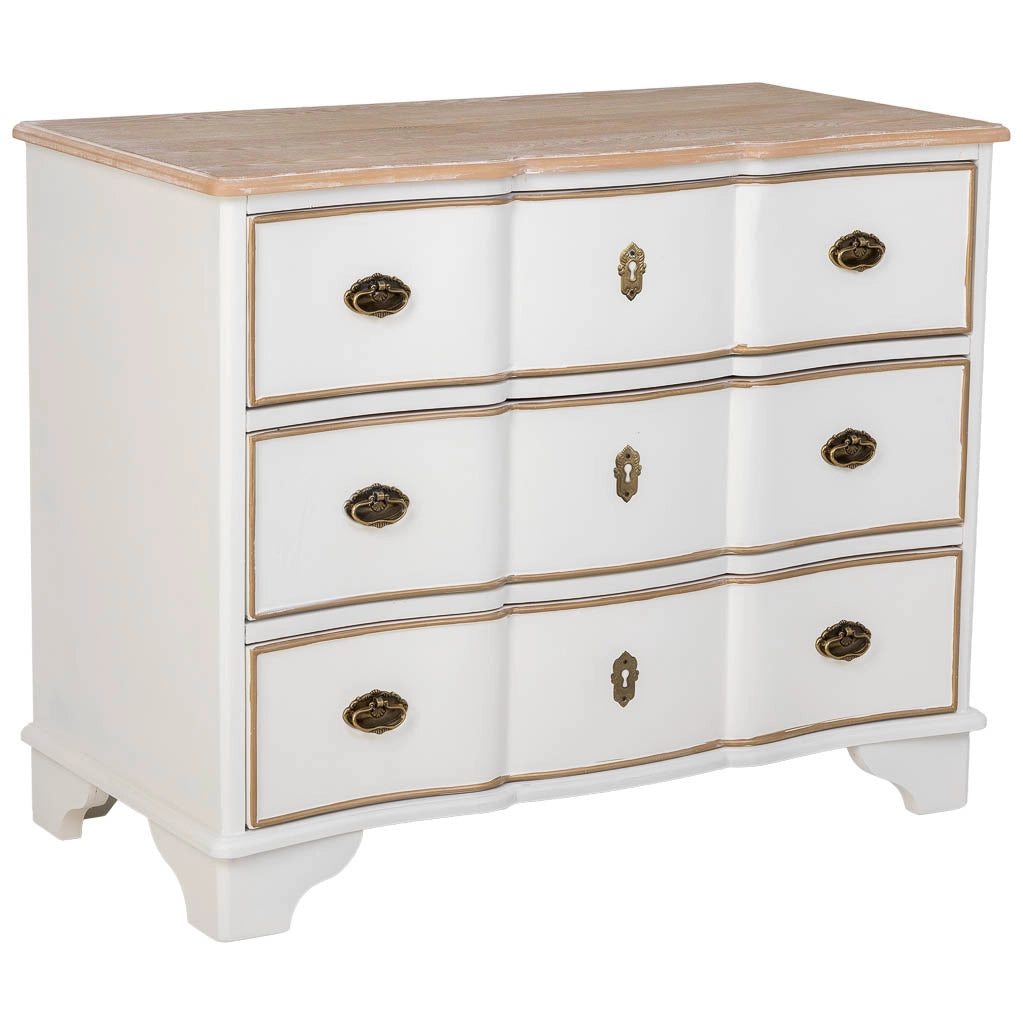 Cassettiera in legno a 3 cassetti bianco 100x50x80