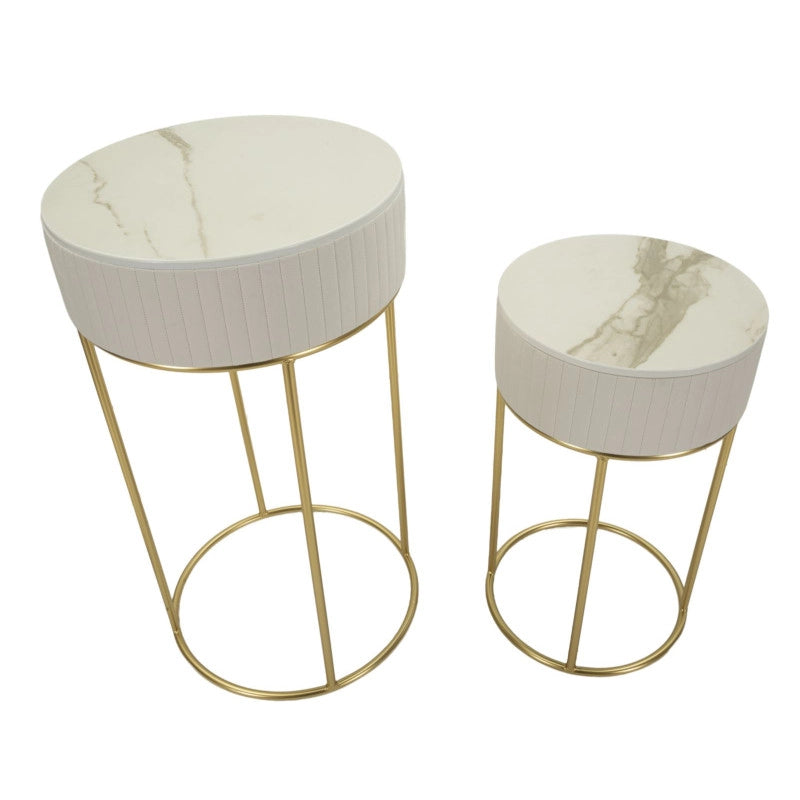 Tavolinetti Alti Wedding Rotondi Set 2 Pz cm ø 50x90-40x70
