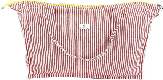 Borsa da spiaggia grande pieghevole in materiale robusto con spalla 78 x 41 x 23 cm 50 l progettata e prodotta in Spagna con strisce rosse 78x41x23 cm