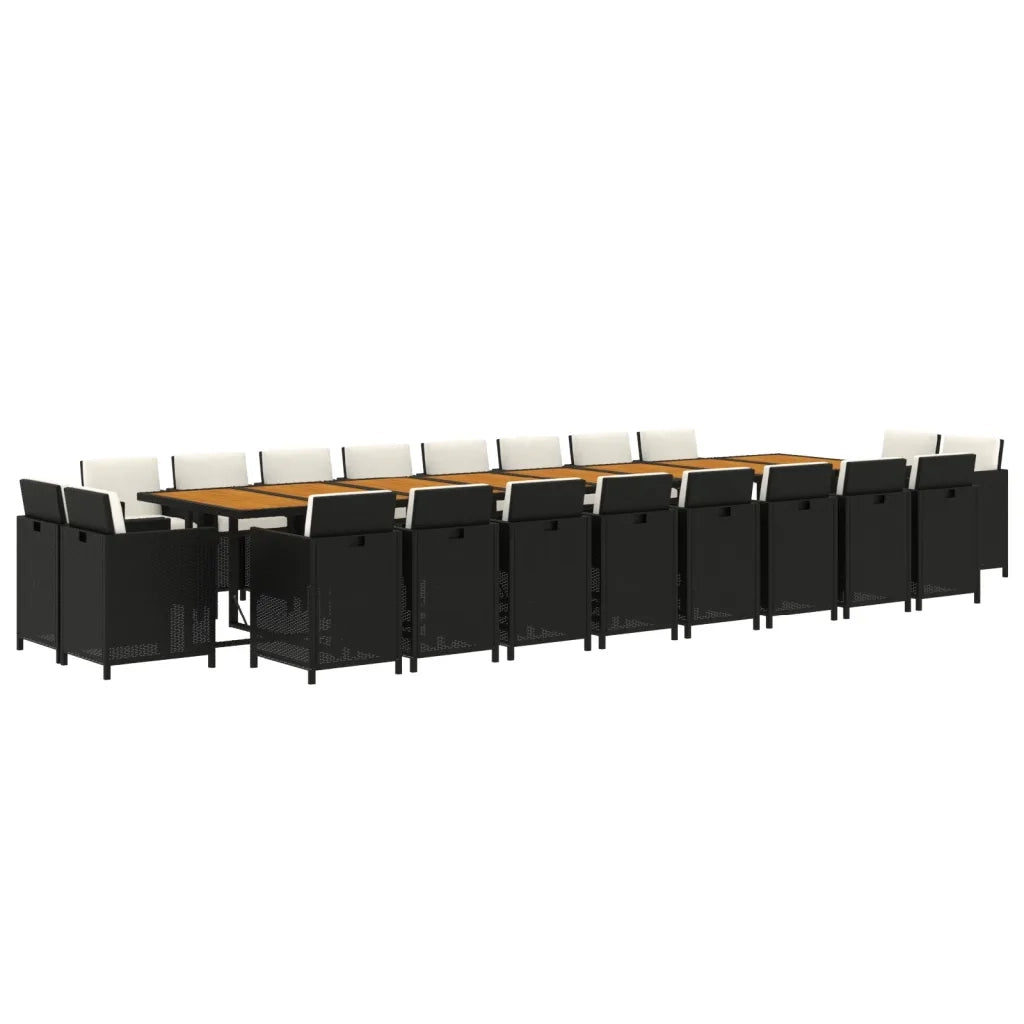 Set da Pranzo da Giardino 21 pz con Cuscini in Polyrattan Nero