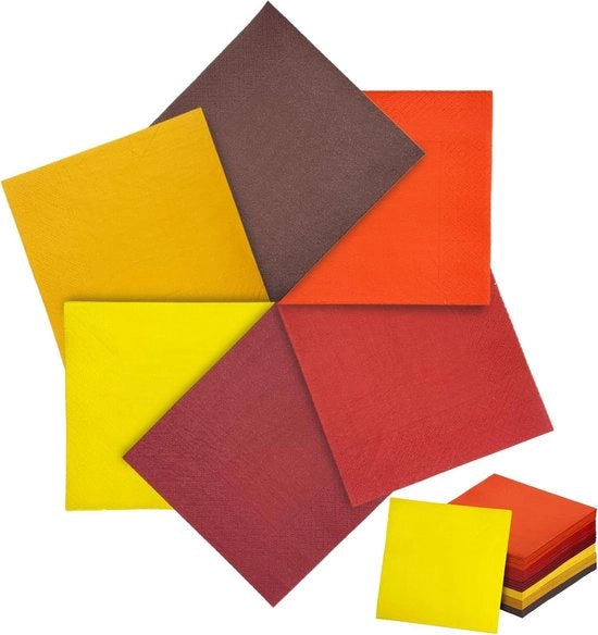 Servetten di carta per cocktail, dessert e cena, 120 pezzi, 6 colori, 127 x 127 cm, per festa di compleanno e cena di gala