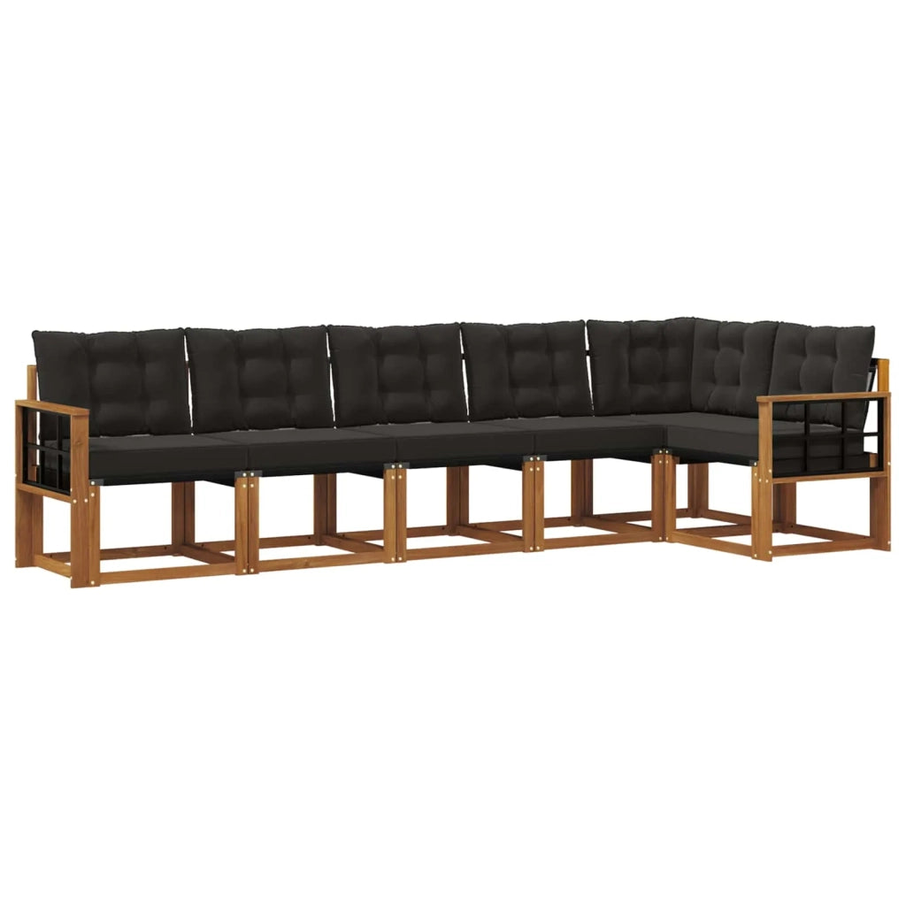 Set di divani da esterno con cuscino 6 pcs Naturale e Nero 3368719