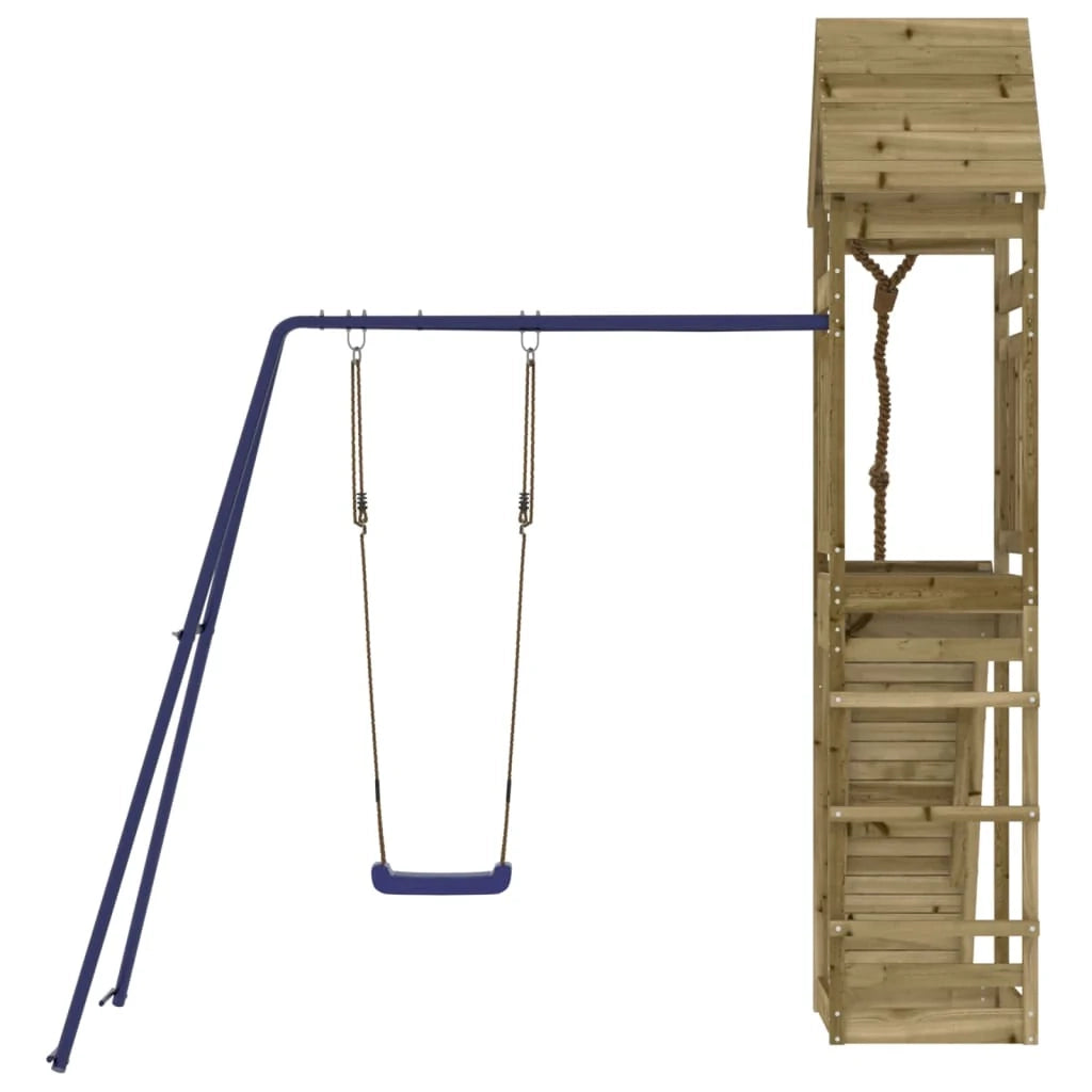 Altalene per parco giochi all'aperto scivolo altalene robuste giochi da giardino 245 x 256 x 264 cm legno di pino impregnato 02_0004696
