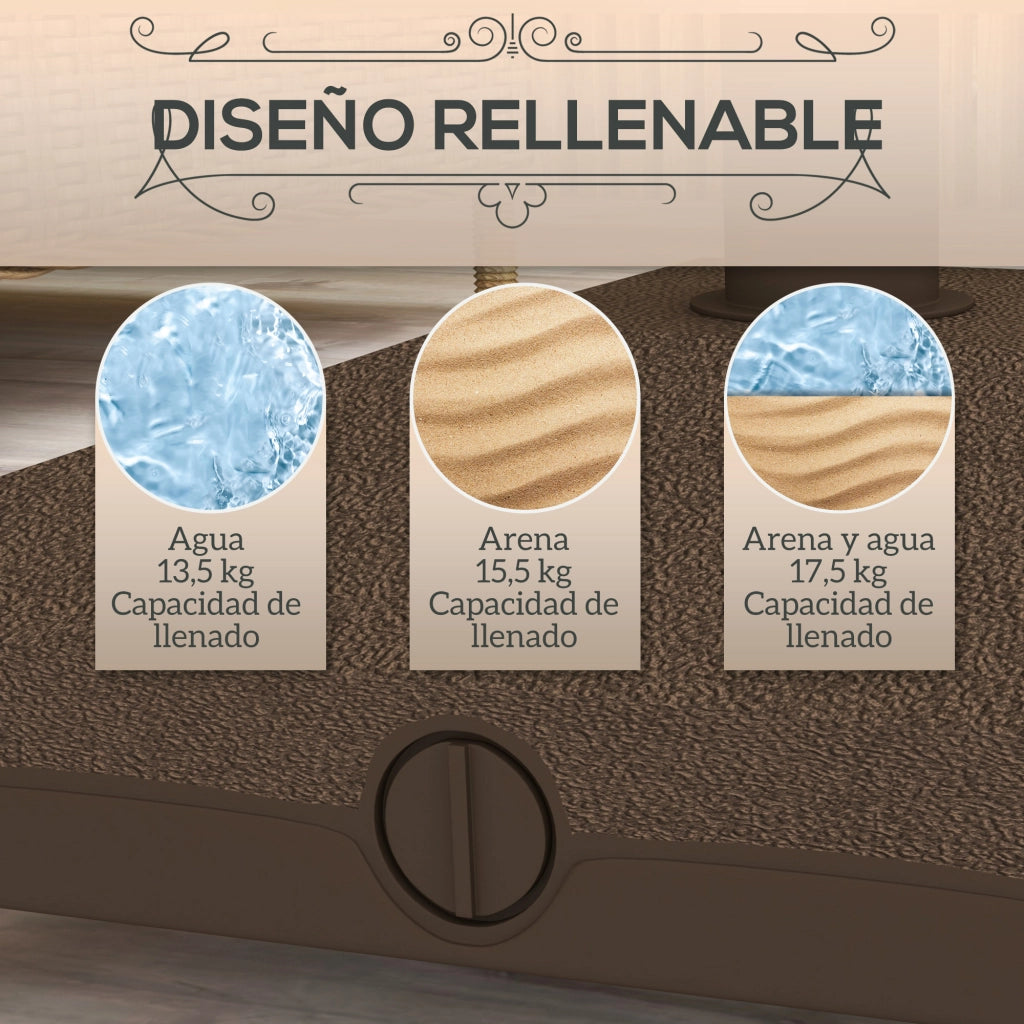 Base per Ombrellone con Ruote ¨C zephmum ¨C Marrone, Resina, Riempibile Sabbia/Acqua