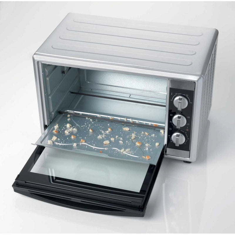 Forno elettrico ventilato con girarrosto 45L - Doppio vetro - Max 230° - 1800W - Acciaio Inox