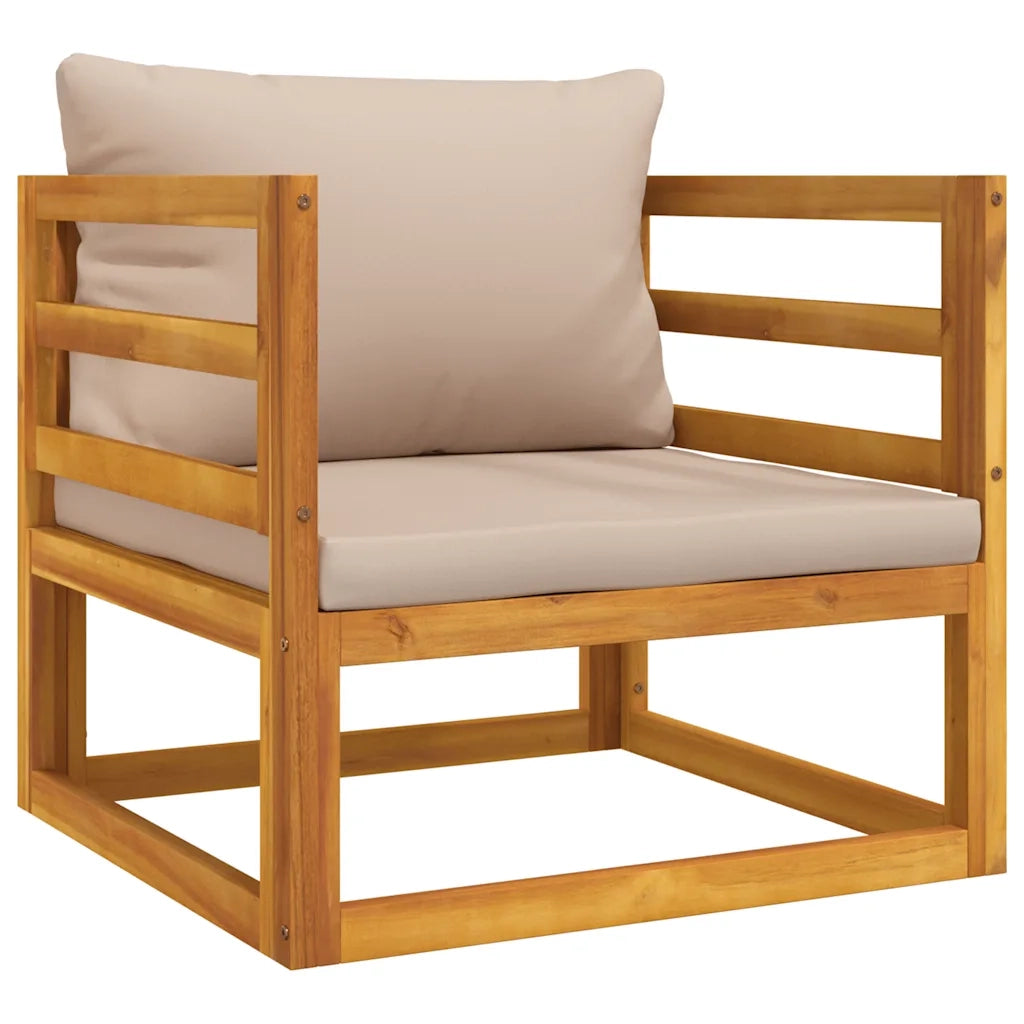 Sedia da giardino-Poltrona da Giardino con Cuscini Tortora Legno Massello Acacia