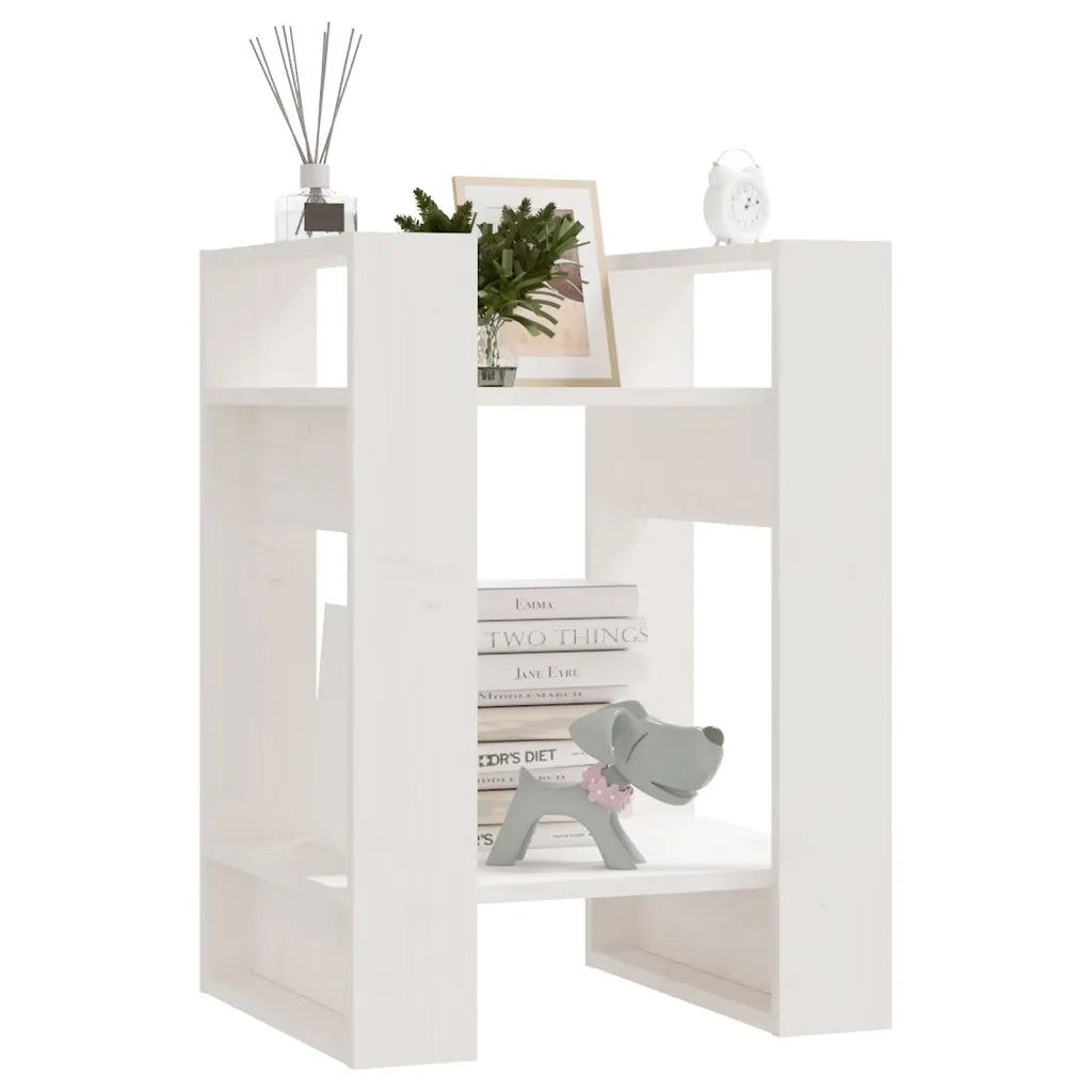 Libreria Divisorio-Scaffale per Libri-Mobile di Stoccaggio Bianco 41x35x57 cm in Legno Massello di Pino