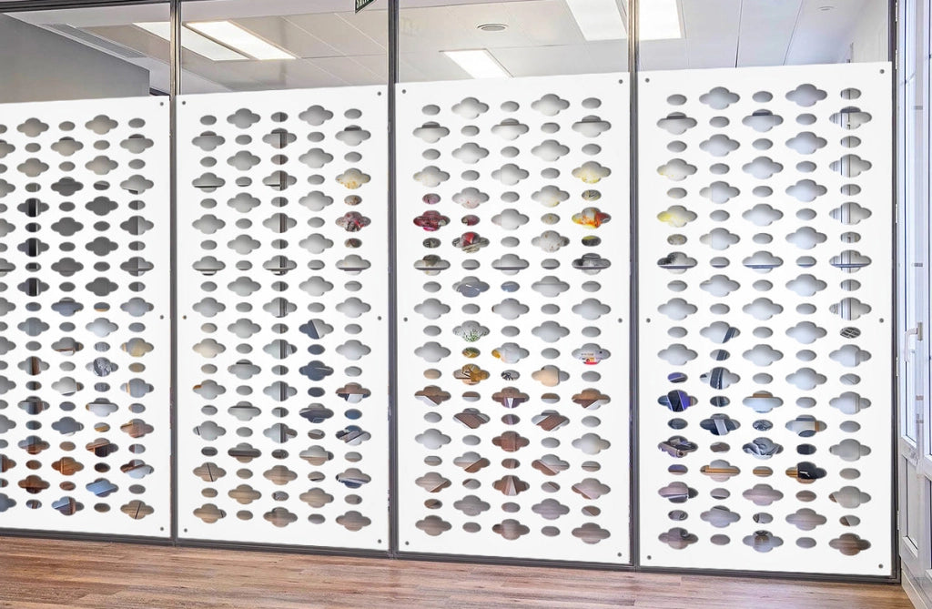 CLOUDS - Pannello in PVC traforato - Parasole Misura: 50x150 cm, Colore: bianco