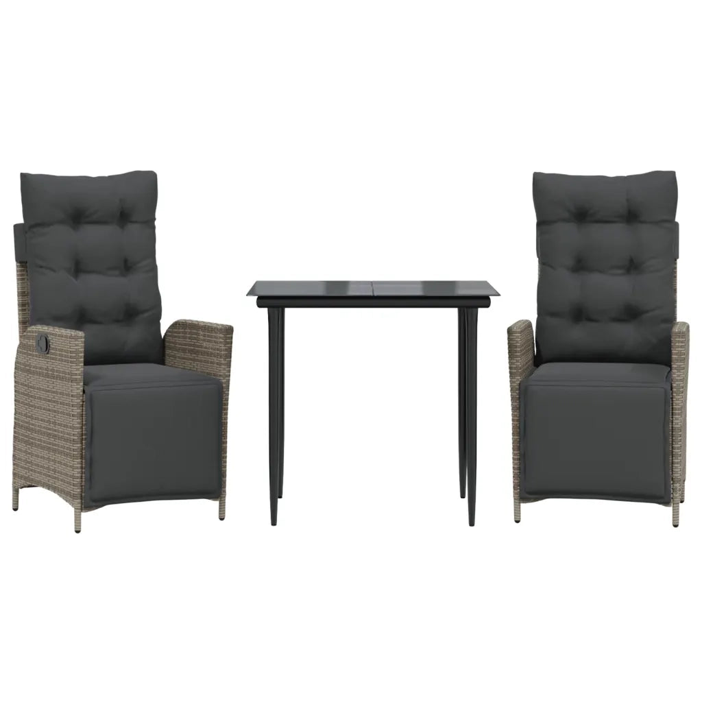 Set da Pranzo da Giardino 3 pz con Cuscini in Polyrattan Grigio 3213420