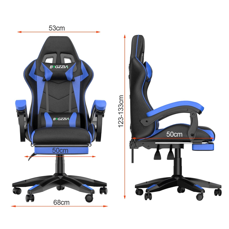 Sedia da gioco, sedia da gioco ergonomica  in similpelle PU, altezza regolabile, con poggiatesta e supporto lombare, poggiapiedi