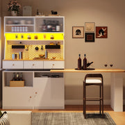 Mobile da cucina con piano estraibile LED; 137x45x178 cm; MDF; bianco