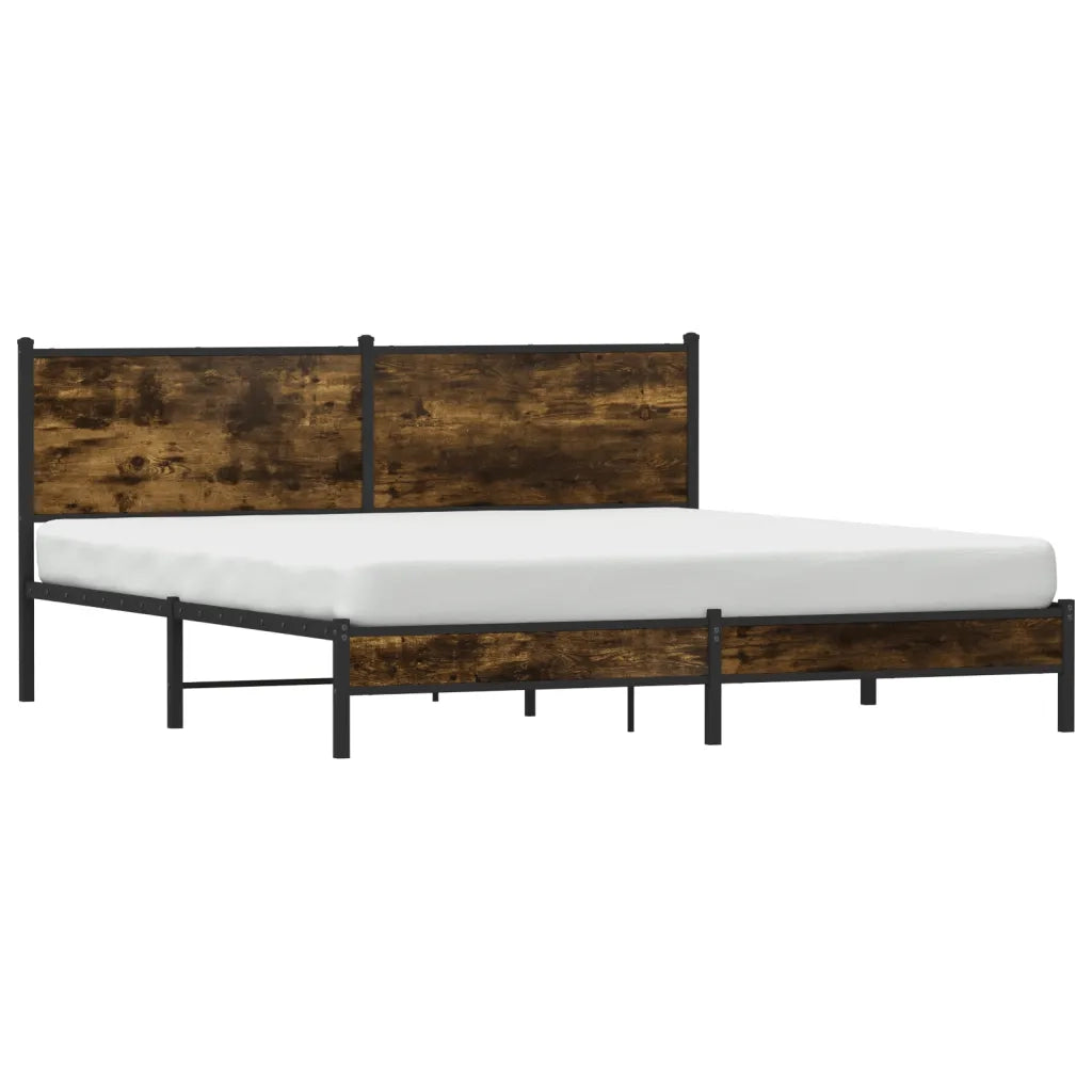 vidaXL Giroletto senza Materaso in Metallo Rovere Fumo 183x213 cm