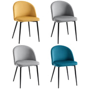 Set 4 Sedie da Pranzo in Velluto Imbottite ¨C zephmum ¨C Grigio, Metallo, 45x50x85 cm