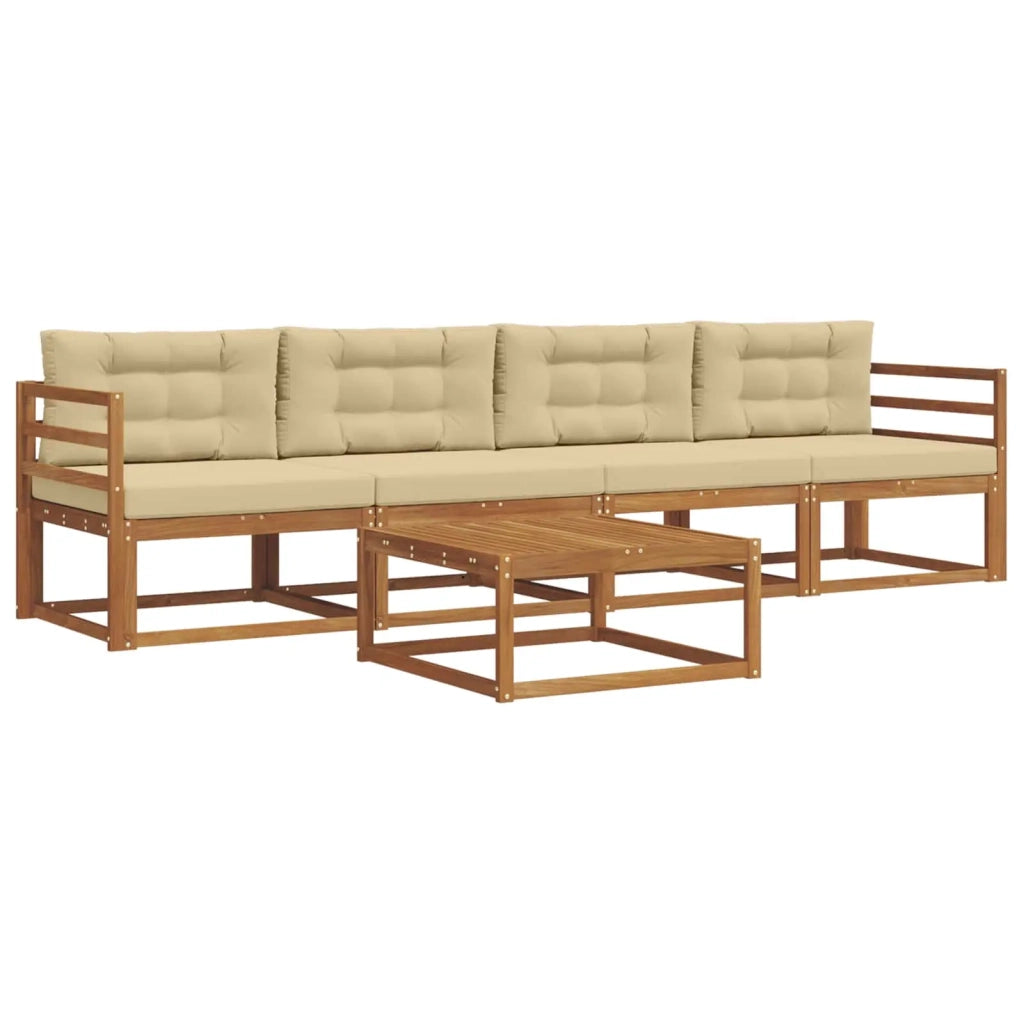 Set di divani da esterno con cuscino 5 pcs Naturale e Beige