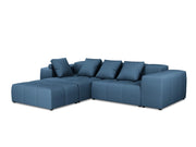 Cosmopolitan Design - Divano angolare modulare reversibile "Rome" 5 posti in tessuto strutturato blu scuro 