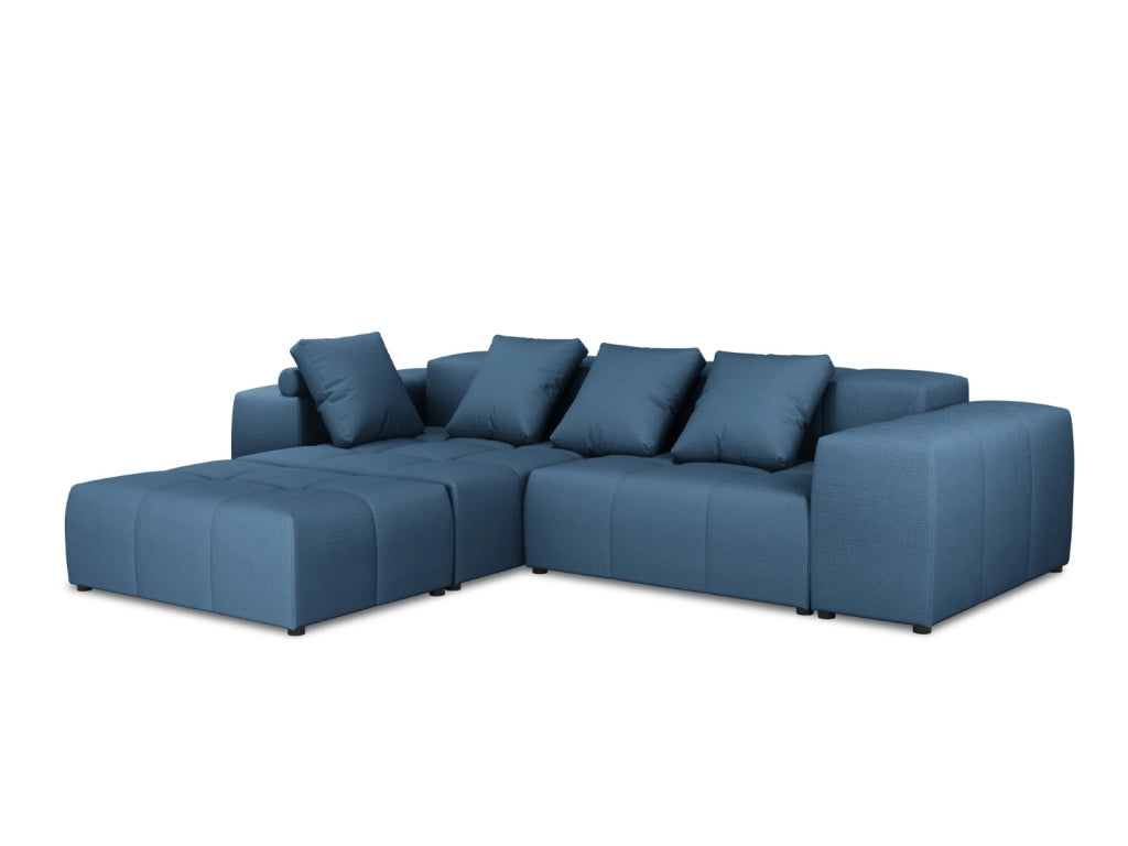 Cosmopolitan Design - Divano angolare modulare reversibile "Rome" 5 posti in tessuto strutturato blu scuro 