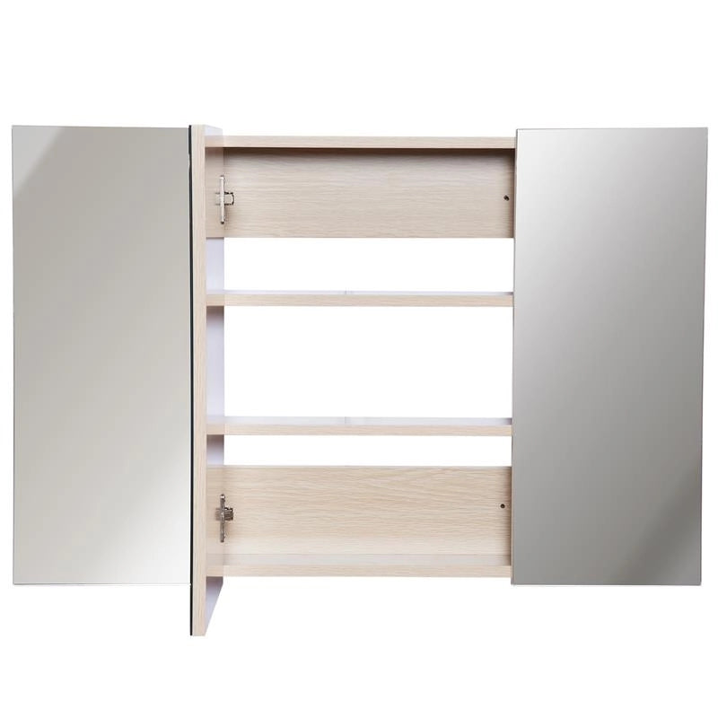 ARMADIETTO PENSILE DA BAGNO CON 3 ANTE A SPECCHIO 90 X 60 X 13,5 CM