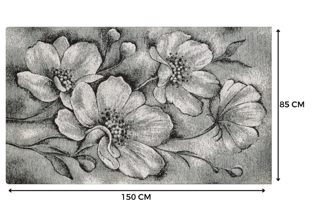 Tappeto Salotto Velour Antiscivolo Disegno Asturia By Suardi - 85x150 - Grigio