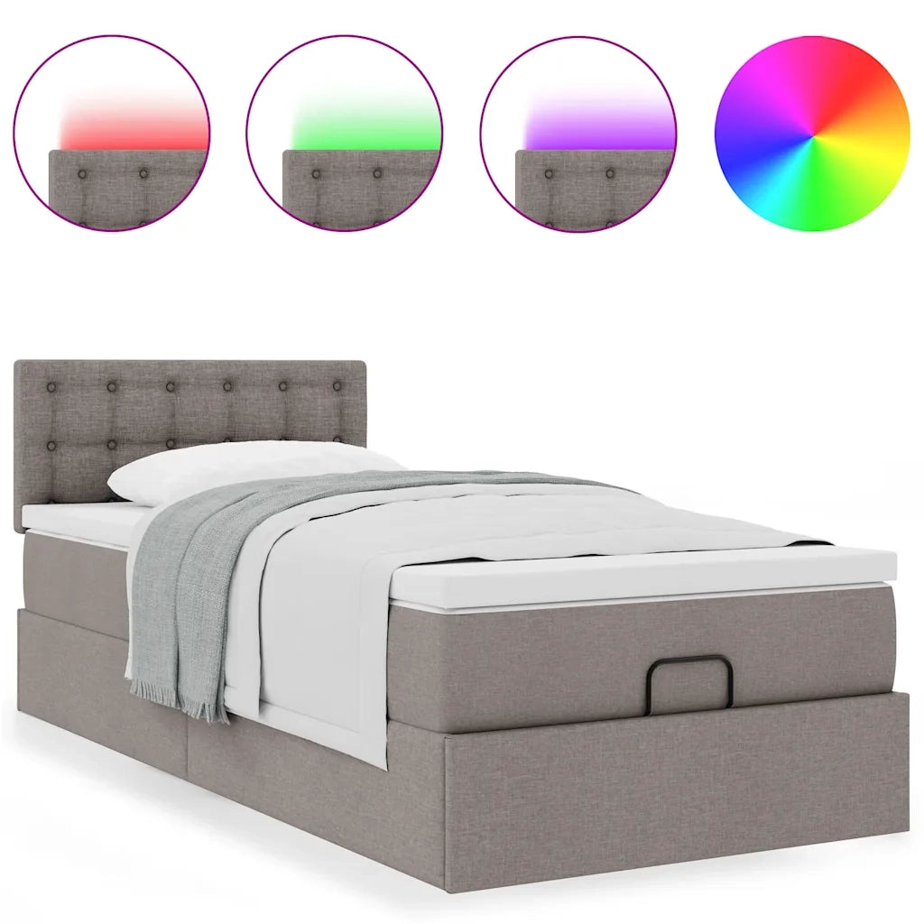 Pouf Letto con Materasso Tortora 100x200 cm in Tessuto