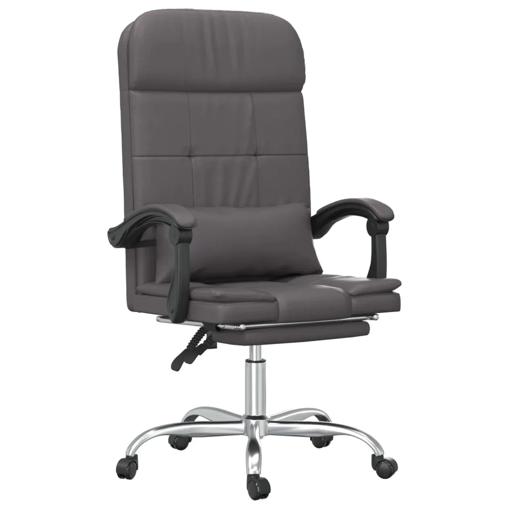 Poltrona da Ufficio Massaggiante | Sedia Relax Reclinabile Grigio Similpelle