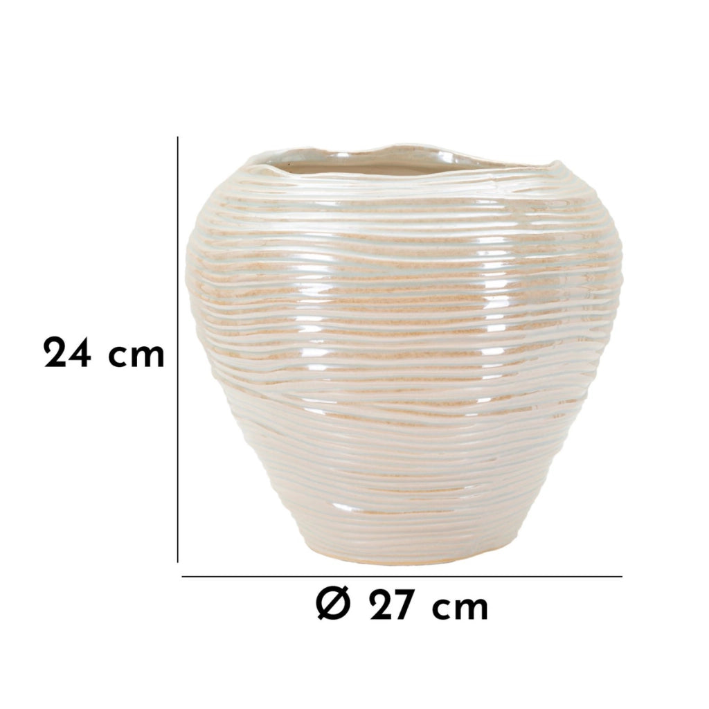 Vaso Decorativo VKH841, Bianco, Ceramica, 27x27x24 cm