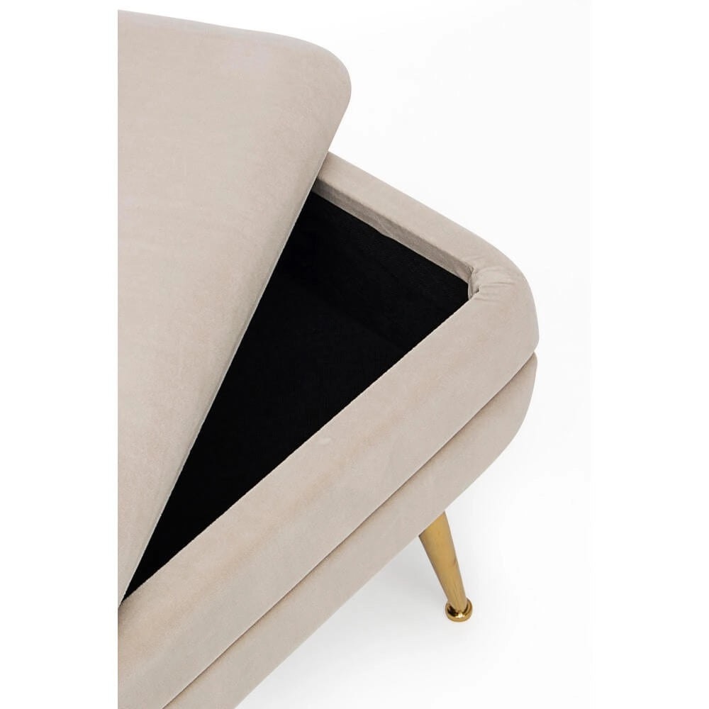 Panca contenitore in velluto con gambe dorate glam - SERENA
