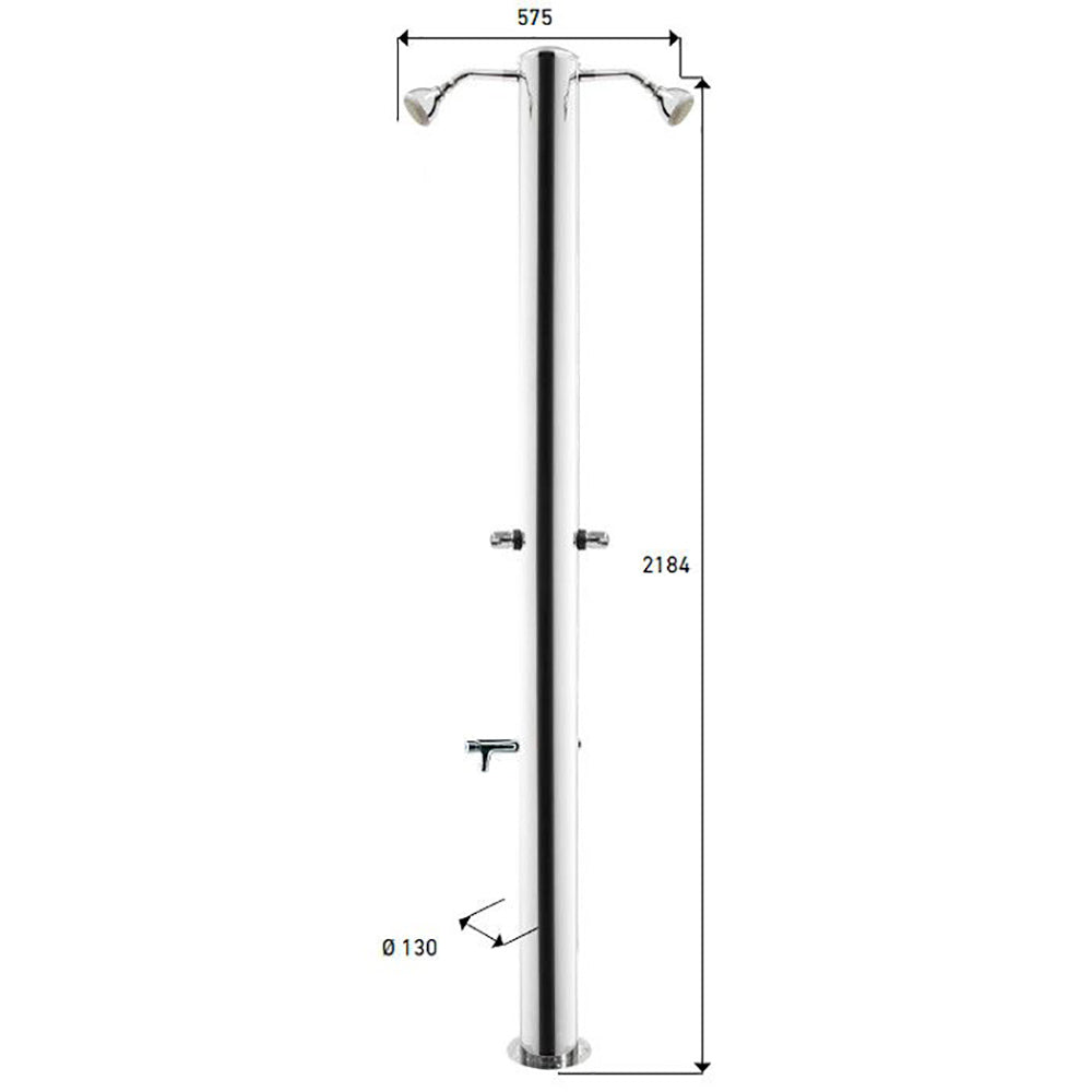 Doccia da Giardino Doppia 2 Temporizzatori e Lavapiedi ATI Docce MUL-2P Inox Anodizzato