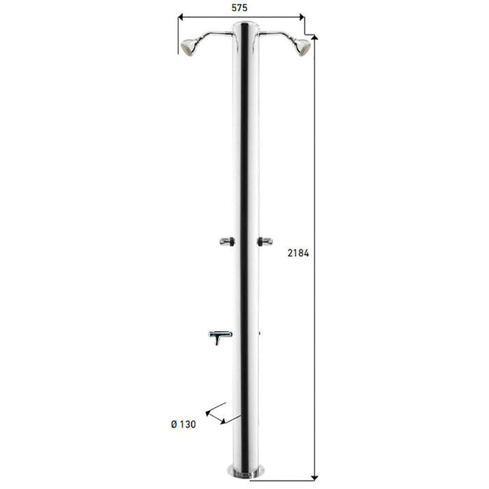 Doccia da Giardino Doppia 2 Temporizzatori e Lavapiedi ATI Docce MUL-2P Inox Anodizzato