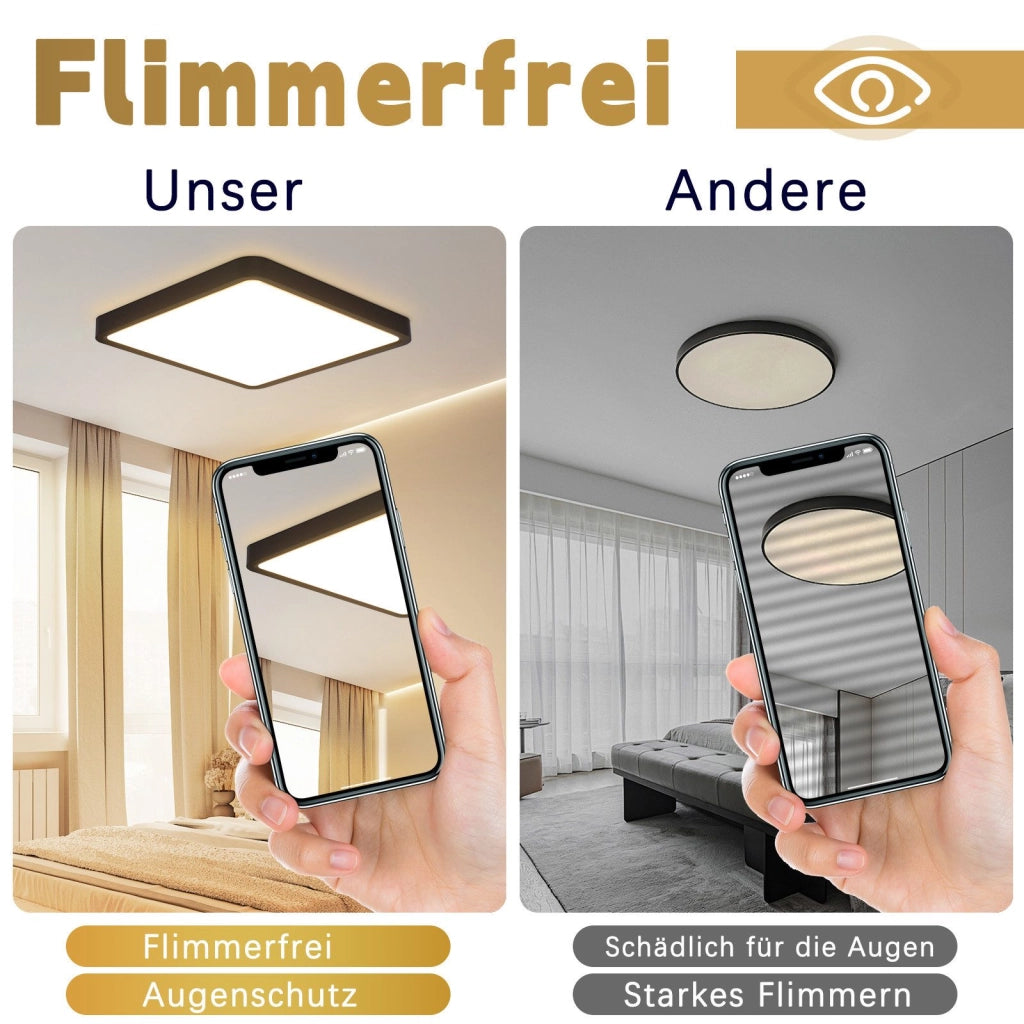 ZMH Lampada da soffitto plafoniera LED nera 23 cm 18W 3000K per soggiorno camera letto corridoio