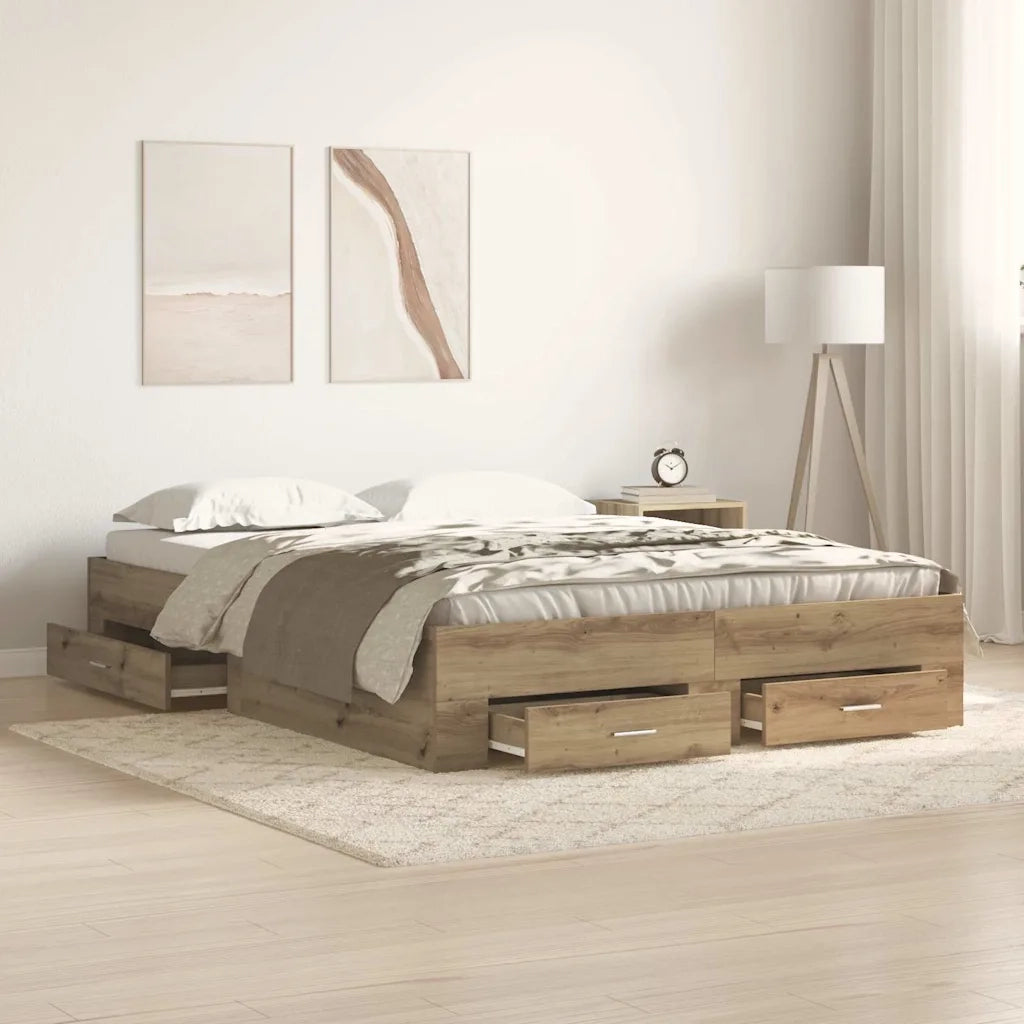 Struttura del letto-Giroletto Rovere artigianale 140 x 190 cm 589452